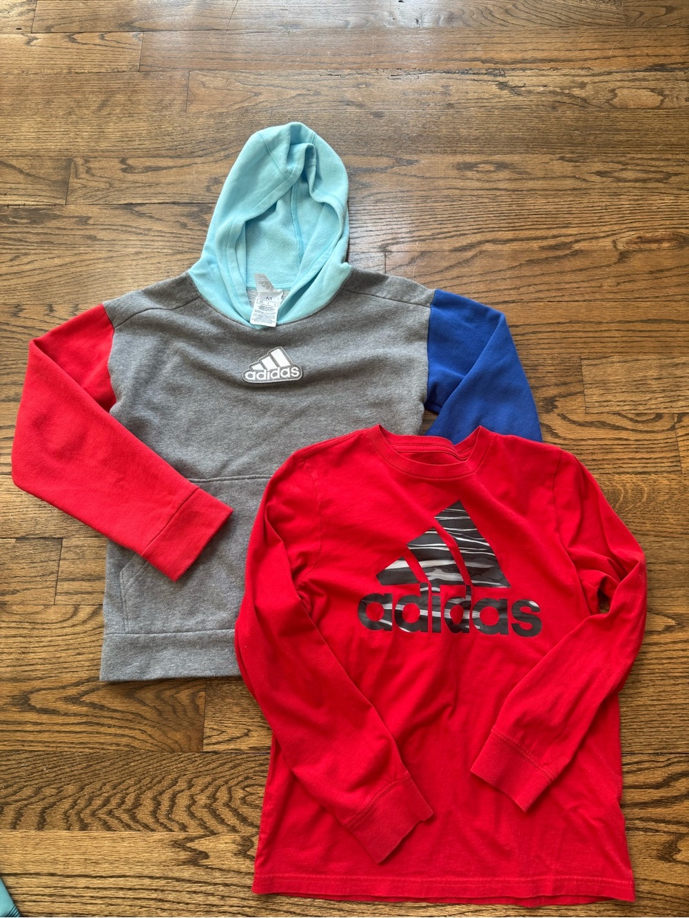 Adidas Boys Youth Size M 10/12 Hoodie + Long Sleeve Shirt Bundle